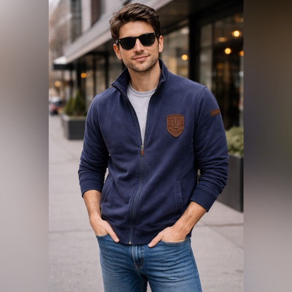 Bogner Navy Blue Zip-Up Jacket – Modern Men’s Casual Wear Size M